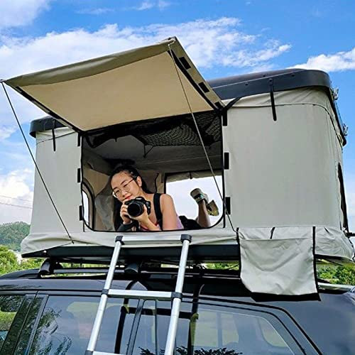BebeXi dachzelt dachzelt Auto Camping 1-3 Personen Outdoor-Trekkingdach, Doppelzelttüren, Geländewagen | Limousinenzelt, Hartschalendach, Dachzelt mit einziehbarer Leiter