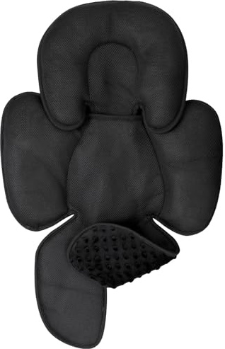 2-in-1-Kopfstütze für Babyautositz, Kindersitzeinlage für Mädchen und Jungen, weiche Baby-Nackenstütze und Körperkissen für Kinderwagen, Babyschaukel, Babyschaukel, Babywippe (Schwarz)