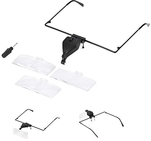 Lupa de cabeza de 1,5 aumentos, 2,5 aumentos, 3,5 aumentos, lupa LED para gafas, para pasatiempos, lectura, manualidades, costura