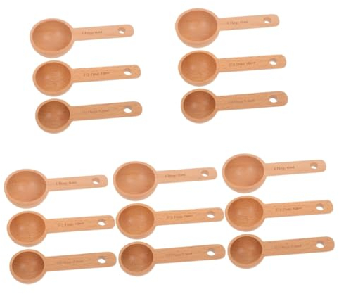 Ciieeo 15 Cucharas Medidoras De Madera De Haya Cucharas De Cucharada Pequeña Cuchara Medidora De Para Molido Cuchara Medidora Para Té Cucharas Para Alimentos Cuchara