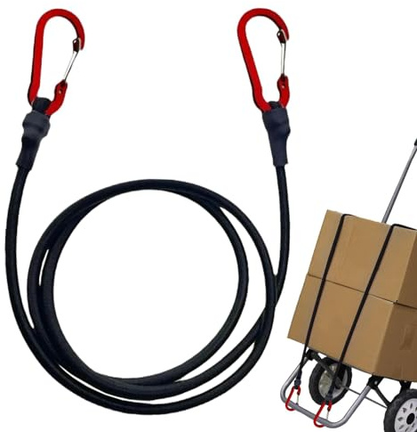 Bungee Cords with Carabiner | Multipurpose Carabiner Elastic Rope | Black Camping Accessories, Thickened Elastic Straps for Bicycles,
