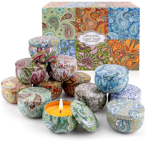 Duftkerzen Geschenkset, 12 Stück Natürliches Sojawachs Duftkerze Geschenke für Frauen, Aromatherapie Kerzen Set, Entspannung Stress Muttertag Geburtstag Kerze Weihnachten Geschenke für Frauen Damen