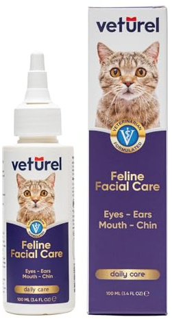 Veturel Gesichtsspray für Katzen | 100ml Auge, Gesicht, Mund und Kinn Pflege Tropfen | Sanfte Gesichtstherapie