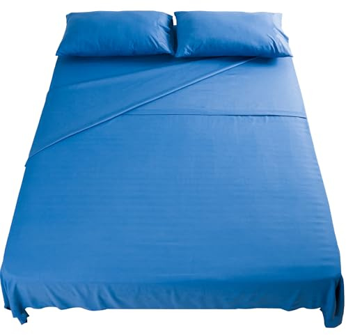 Set Lenzuola Letto Una Piazza e Mezza 120x200 cm 4pz Set Completo Lenzuolo Letto Piatto, Coprimaterasso con Angoli e Federe 50x80 in Morbida Microfibra Spazzolata Anti-Acaro Lavabile in Lavatrice