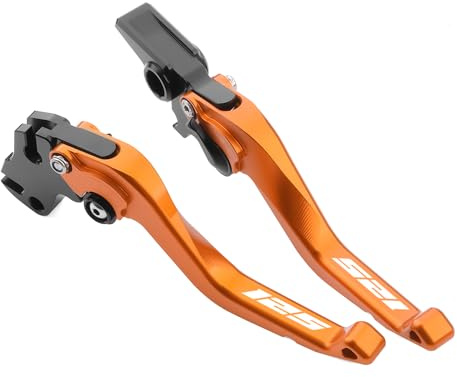 Super Vici Motorrad kurze Bremshebel und Kupplungshebel Kompatibel mit DUKE 390 2024 | DUKE 125 2024 CNC Aluminum Zubehör (duke 125-Orange)