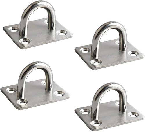Mooche 304 Edelstahl Deckenhaken, Augplatte Decksplatte, 4 Stück, Gebürstet | 4.6cm Schwerlasthaken Klammerring Mastplatte Decksplatte Aufhängung mit Geboht