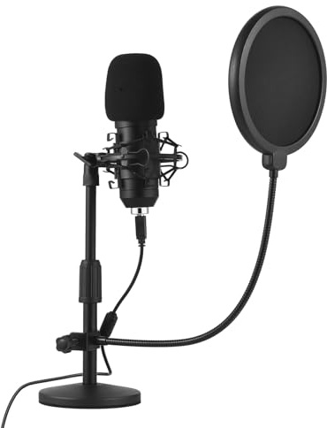 Naroote Juego de Micrófono, Micrófono de Podcast para PC, PC, Computadora, Condensador de Podcast, Kit de Micrófono de Metal con Chipset de Sonido Profesional para Grabar Juegos, Cantar