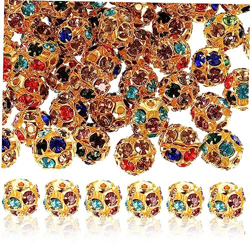 Lurrose 90stücke Teiliges Strass-zwischenstück Diy Schmuckperlen Für Armbänder Halsketten Bastelperlen Glitzer Spacer Charms Zum Selbermachen