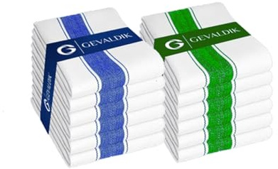 Gevaldik Mixed Pack of 10 Kitchen Towel's– Cotton, Large 20” x 30” (50cm x 76cm) Dish Towels - Ultra Absorbent, Durable, Washable