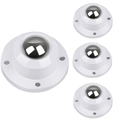 HBDBJRWB 360°Swivel Caster Wheels,Steel ball casters,Punch free roller,Storage box Fixed Castor,Pack of 4,Replacement Wheel Casters,Mute Flowerpot Castors,White