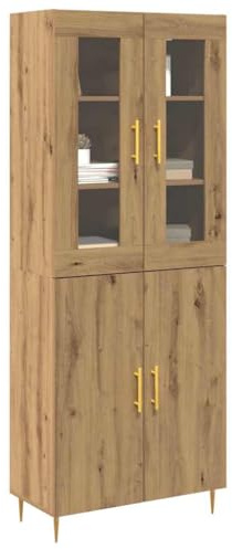 vidaXL Hochboard 2 pcs Artisan-Eiche 69,5 x 34 x 180 cm Holzwerkstoff, Eleganter, moderner Wandschrank, rechteckige Wohnzimmeraufbewahrung, schlankes Highboard, praktische Vitrine