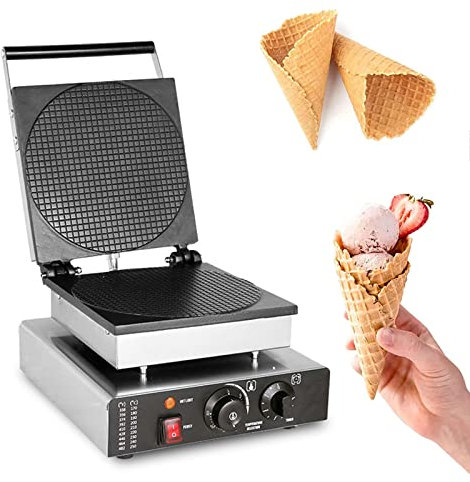 Electric Waffle Cone Maker - Stainless Steel DIY Ice Cream Cone Machine with Nonstick Mold for Home Use
