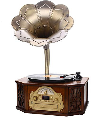 ZJFHEYUO Phonographe, Gramophone, Tourne-Disque Vinyle avec Haut-parleurs, système stéréo, contrôle 33/45 TR/Min, Sortie CD/AUX/USB, Bluetooth, Lecteur CD