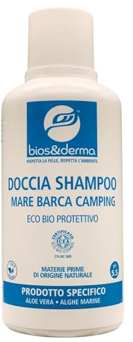 Doccia Shampoo Specifico Dopo MARE, BARCHE e CAMPING. Con Aloe Vera e Alghe Marine, Detergente Non Aggressivo a Base Di Pregiati Ingredienti Di Origine Vegetale 500ml (Flacone)