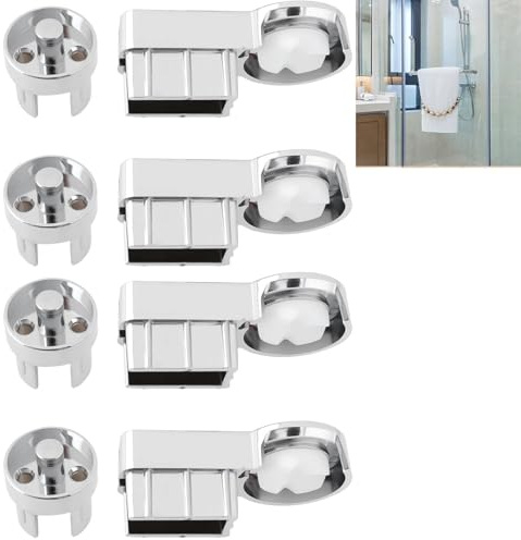 4 bisagras para mampara de baño, bisagras de puerta de vidrio izquierda y derecha, bisagras de mampara de ducha de ABS cromadas, bisagras pivotantes de puerta de ducha, soportes de vidrio para