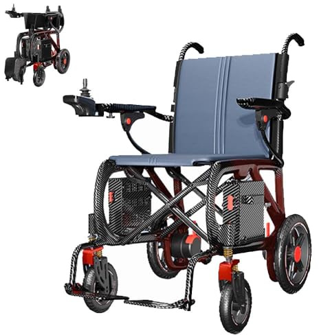 Premium Elektrischer Rollstuhl mit 400W Bürstenlosem Doppelmotor, Carbon-Faser Rahmen, 20Ah Lithium-Batterie, Klappbare Armlehnen, Anti-Kipp-Räder, LED-Beleuchtung, Aufbewahrungstasche