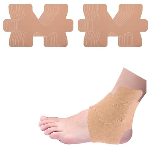 bergxperten Bandes pour chevilles 10 Pièces de Bande de Kinésiologie Pré - Découpée Adaptée à la Cheville, Respirante et Flexible pour un Bon Support Musculaire