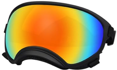 Hundglasögon, husdjur solglasögon hundglasögon anti-UV stark slaghållfasthet justerbara elastiska andningsbara husdjur solglasögon (svart och färg, L)