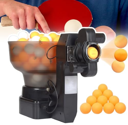 Robot da ping pong – Server automatico per palline, 36 tipi di rotazione, manopola girevole regolabile, include 100 palline da ping pong per la consegna di palline a tutto tondo