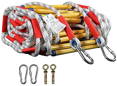 Scala antincendio di emergenza, resistente alle fiamme, per una rapida distribuzione, corda di sicurezza resistente con capacità di carico 408,2 kg, ideale per bambini e adulti