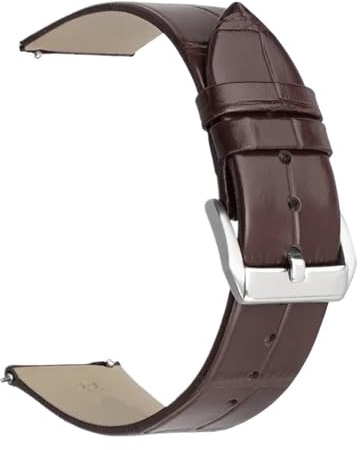 yangfangmei Läderarmband 12/14/16/18/20/22 mm Herr Dam Mjukt Quick Release Rostfritt stål Pin Spänne Klockarmband Klocktillbehör(Dark brown,22mm)
