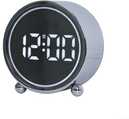 Sveglia analogica con display a LED e struttura a doppia campana, campanello meccanico per sveglia affidabile, movimento silenzioso, luce notturna ad anello, USB o batteria (argento)