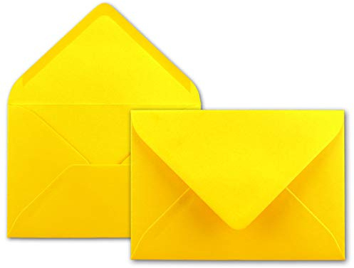 50x Brief-Umschläge in Honig-Gelb - 80 g/m² - Kuverts in DIN B6 Format 12,5 x 17,6 cm - Nassklebung ohne Fenster