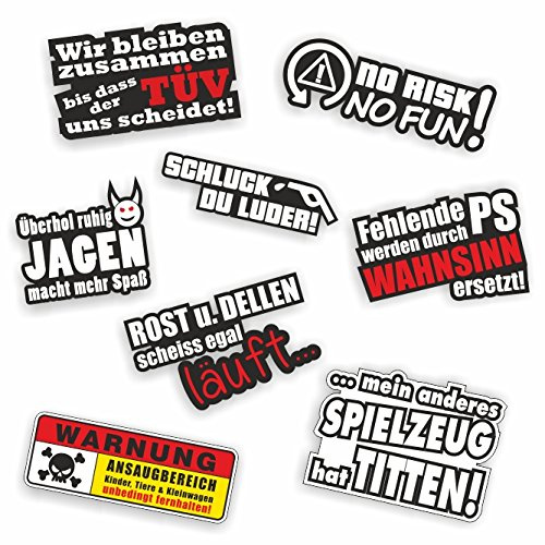 Foliecentrum – 8 klistermärken set – högkvalitativa klistermärken bil tuning – OEM och JDM bilklistermärken – roliga ordspråk klistermärken dekal för bil – klistermärkesbomb – bildekal rolig