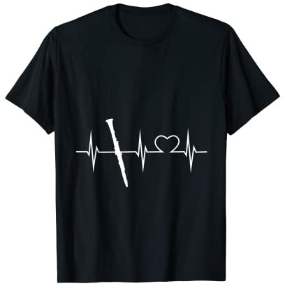 Herzschlag Musik Herz Frequenz Musiker Klarinette T-Shirt