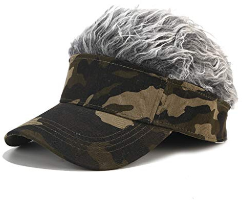 CADANIA novità Uomo Cappellino con Visiera Parasole con Capelli Finti a Spillo Stampa Mimetica Parrucca Regolabile Snapback Cappello da Baseball Hip Hop Streetwear Regalo C #