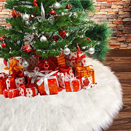 Weihnachtsbaum Rock, NTMY Plüsch Weiß Baum Röcke Decke Weißer Fell Christbaumständer (Tree Skirt 90)