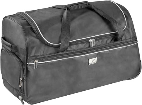 Walser Trolley Bag, Carbags Reisetasche, Handgepäck Koffer, Sporttasche Trolleyfunktion, Reisetrolley Rollkoffer schwarz-Silber 100L - 60x35x40cm