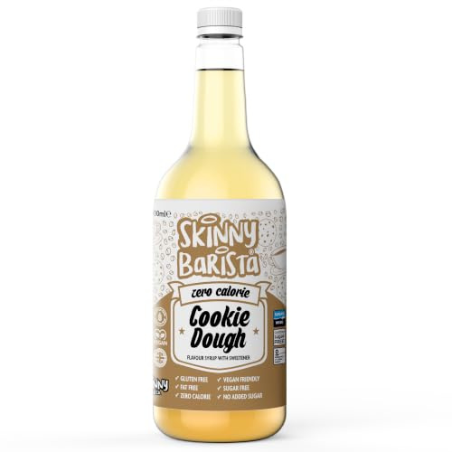 Skinny Food Co Cookie Dough Syrup Zero Calorie 1L - Sugar Free Coffee Syrup | Zero calorie syrup for coffee, tea, hot chocolate, protein drinks, desserts and baking. Vegan, gluten-free and fat-free.