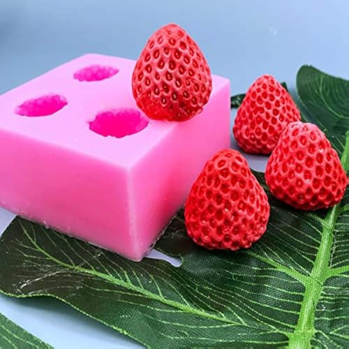 Moule en silicone 3D pour bougie en forme de fraise, framboise, myrtille, savon, bougie, mûrier