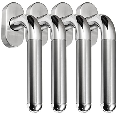 Edelstahl Fenstergriff Set 4 Stück FG Star II Bicolor L-Form V2A Fensterbeschlag Rasterolive