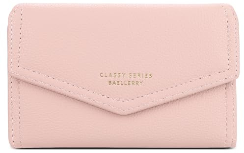 FORRICA Damen Geldbörse Elegant Kleine Brieftasche Reißverschluss Portemonnaie Multifunktion Kartenhalter Frauen PU Leder Geldbörsen Rosa