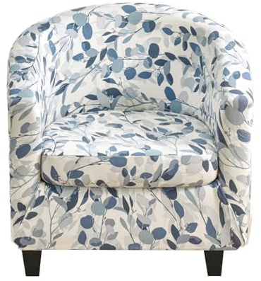 CRFATOP 2 Piece Club Chair Slipcover Printed Tub Chair Slipcover Armchair Covers Soft Printed Round Barrel Chair Covers Couch Covers with Elastic Bottom for Bar Counter Living Room,15