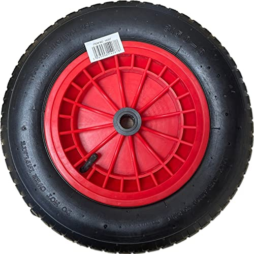 14/ 35.56Cm Pneumatic 3.50-8 Wheelbarrow Wheel Pneumatic Sack Truck Trolley Wheel Puncture Proof Tyre Complete for Garden Trolley Barrow Trailer Truck Red & Black