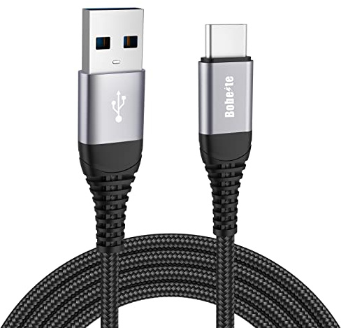 Bobeite Cable USB A USB C 3M, Largo Cable Carga Rapida Tipo C 3 metros, Cable USB Tipo C Cargador para Samsung Galaxy S22 S23 S24 S25 S21 S20 A55 A54 A53 A34, iPhone 16/15, Xiaomi Mi 11T 11 Lite Pro | Cable USB para mando PS5 Xbox Series X S, Samsung Galaxy S20 FE S21 S22 S23 Plus Ultra S10, Redmi Note 9 8 Pro, Sony Xperia