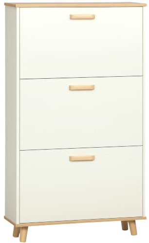 HOMCOM Mobile Scarpiera Salvaspazio con 3 Cassetti 70x23.5x122 cm Bianco | in Truciolato, 2 Ripiani Interni Regolabili