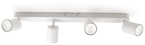 DA LIGHT Lámpara de techo LED de 4 spots, giratoria e inclinable foco de techo spot de pared GU10 (sin fuente de luz) retro/vintage lámpara de techo 230V blanco para salón dormitorios cocinas