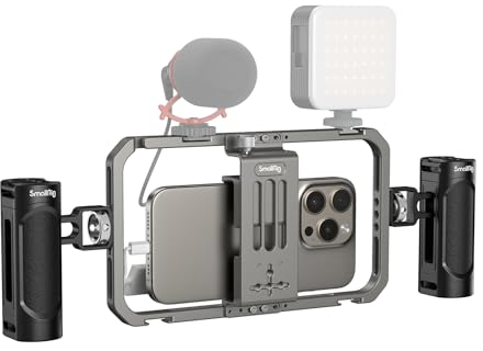 SMALLRIG Mobile Phone Video Rig Kits Aluminum Handheld Stabilizer for iPhone for HUAWEI and Other Android Phones for Tiktok/Youtube Live Streaming/Vlogging - 4121