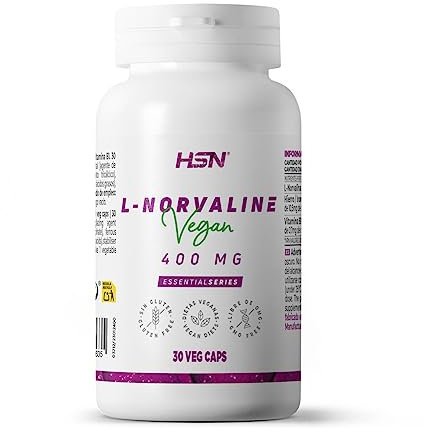 Norvalina 400 MG de HSN | 30 Cápsulas Vegetales - 100% Puro Aminoácido L-Norvalina para Óxido Nítrico - con Hierro y vitamina B1 | No-GMO, Vegano, Sin Gluten