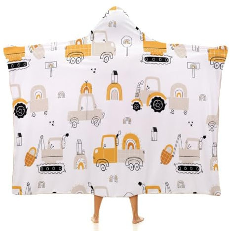 NIBABA Kinder-Decke mit Kapuze, Motiv: Autos und Regenbögen, warme gemütliche Decke, Pyjama für Frauen, gemütlich, Plüsch, bequem, Mikrofaser, Thermo-Überwurf, Kapuzendecke für Mädchen, 150 x 200 cm