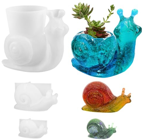 FineGood 3D-Schnecken-Harzformen, niedliche Schnecken-Epoxidharz-Formen, Silikon, Blumentopf, Silikonformen für Harzguss, DIY, Zuhause, Garten, Dekoration