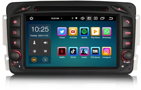 GONFEN Acht-Kern Android 13 GPS DAB+ Autoradio Für Mercedes-Benz C/CLK/G/A Klasse W203 W209 Viano Vito Navi CarPlay Android AUTO 4GB RAM 64GB ROM DSP WiFi DVD OBD2 DVB-T2 Bluetooth 5.0 TPMS Canbus SWC