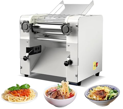 YOtat Máquina Comercial De Fideos De 2200W, Máquina Cortadora De Fideos con Cuchillo Redondo/Cuchillo Ancho/Cuchillo Linguini, Máquina De Fideos Frescos De Pasta, CE/Fcc/Pse/CCC