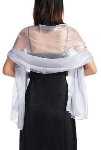 Asudaro Damen Abendschal Tücher Wraps für Abendkleider, Brautschal Seidenschal Schultertuch Halstuch Elegant Braut Stola Schal für Hochzeit Kleid Seide Soft Holiday Party Dating & Banquet Silber