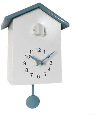 Kuckuck-Wanduhr, Design Uhr, Pendel, Vogelhaus, Wandkunst, Zuhause, einstellbare Lautstärke, batteriebetrieben (weiß + grau), Y1X9AV5PUR21M56Z1127