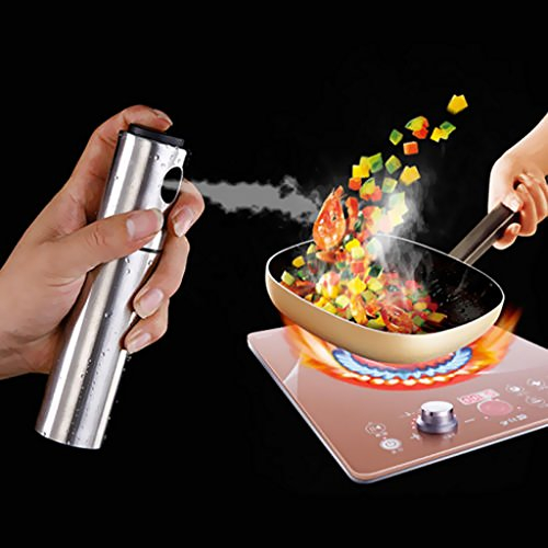 Xiaojikuaipao Pulverizador de aceite de oliva de acero inoxidable, botella de spray de vinagre, bomba pulverizadora de aceite multiusos para cocinar, hornear, asar con control de porciones,